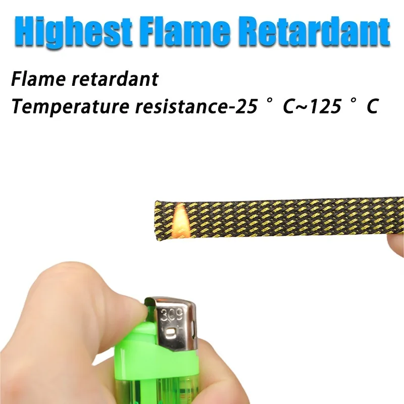 1 ~ 10m Insulated PET Braid Sleeving2 4 6 8 10 12 14 16 20 25 30mm High Density Wire Wrap Nylon Insulated Cable Protector Sheath