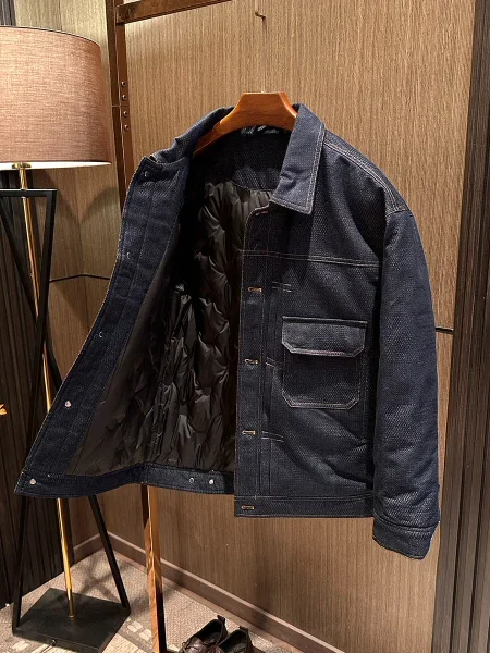 

[Sensible tone, denim cotton] Winter new high-quality lapel warm denim down jacket