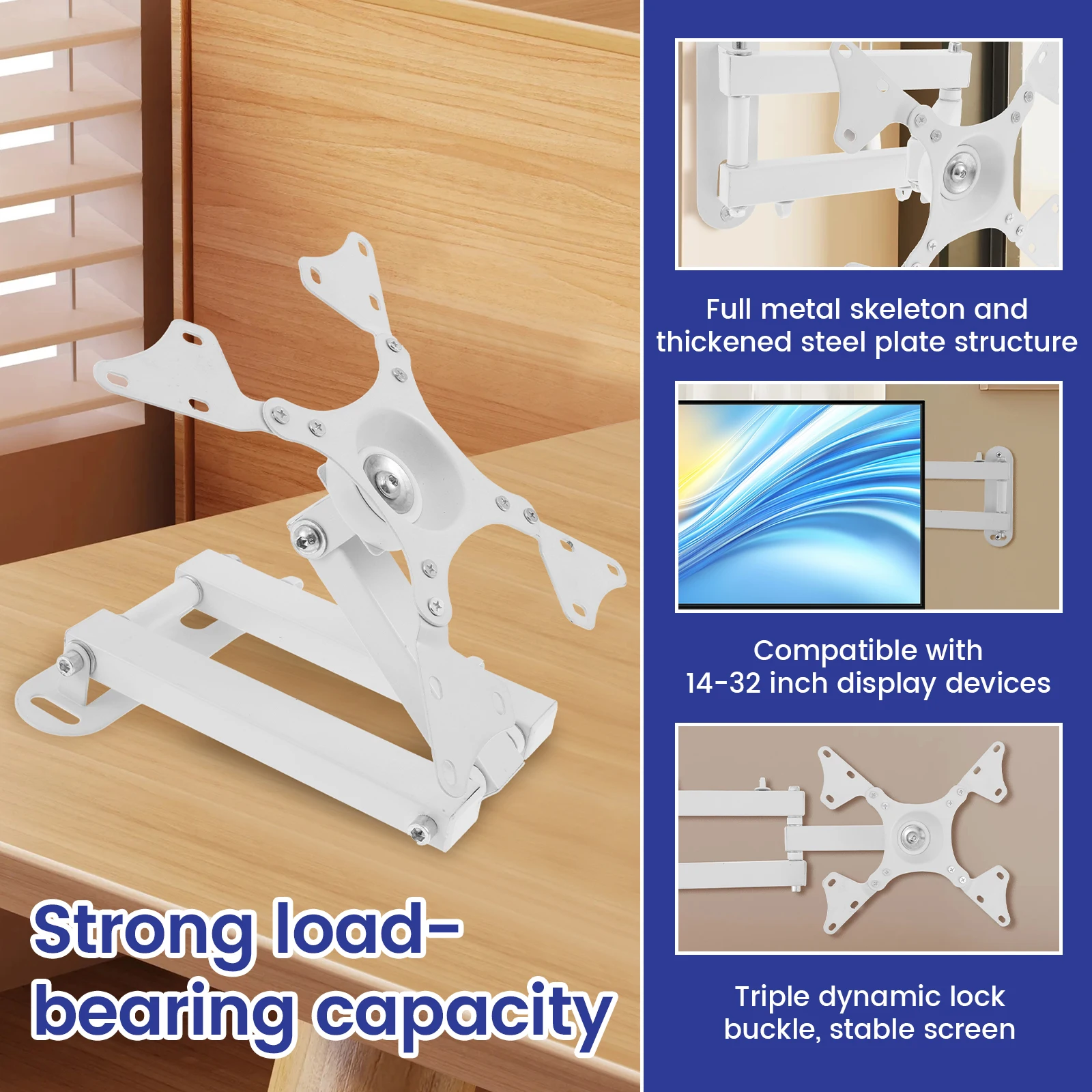 TV Mount Lockable TV Wall Bracket for Most 14 to 32 Inch TVs TV Stand Extension Heavy Duty Arm Mount Bracket For Camper Van RV