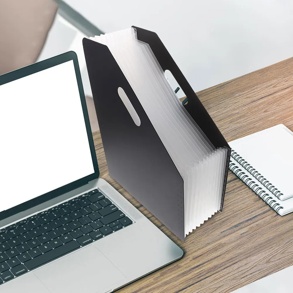 

2pcs Plastic Accordion Folder File Organizer Standing Desktop Folder Anti-Wear Receipts Storage Bag For Home Office