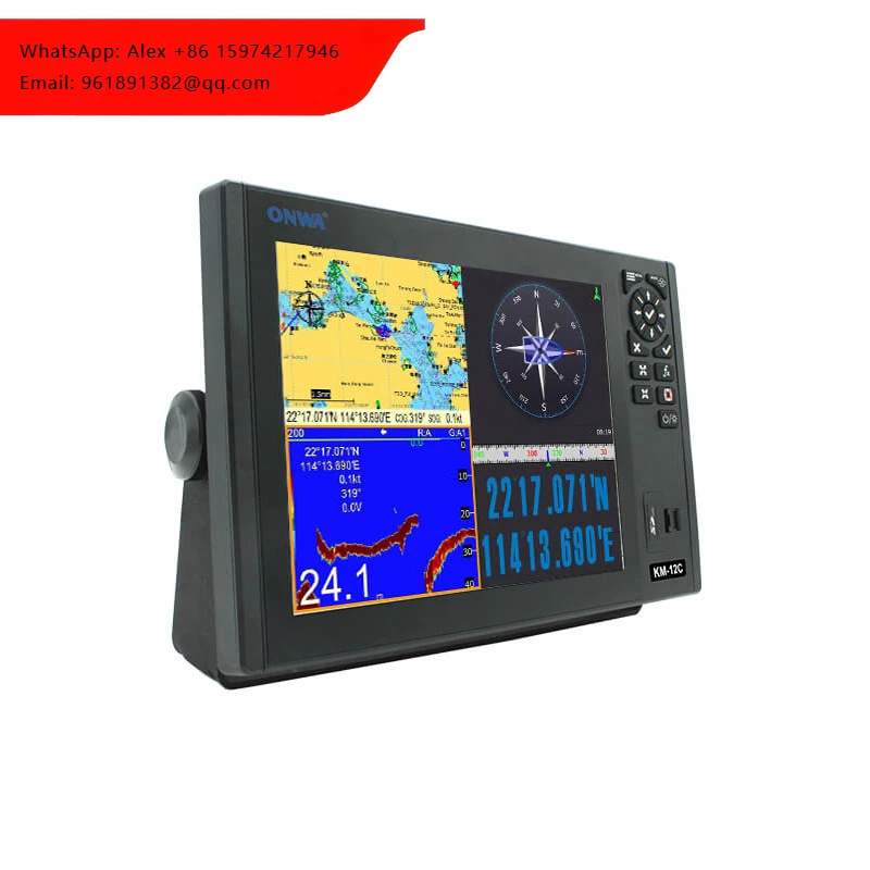 ONWA KM-12C (New) 12-inch GPS Chart Plotter With GPS Fish Finder/GPS Depth Sounder / Echo Sounder (supports Expanded Features)