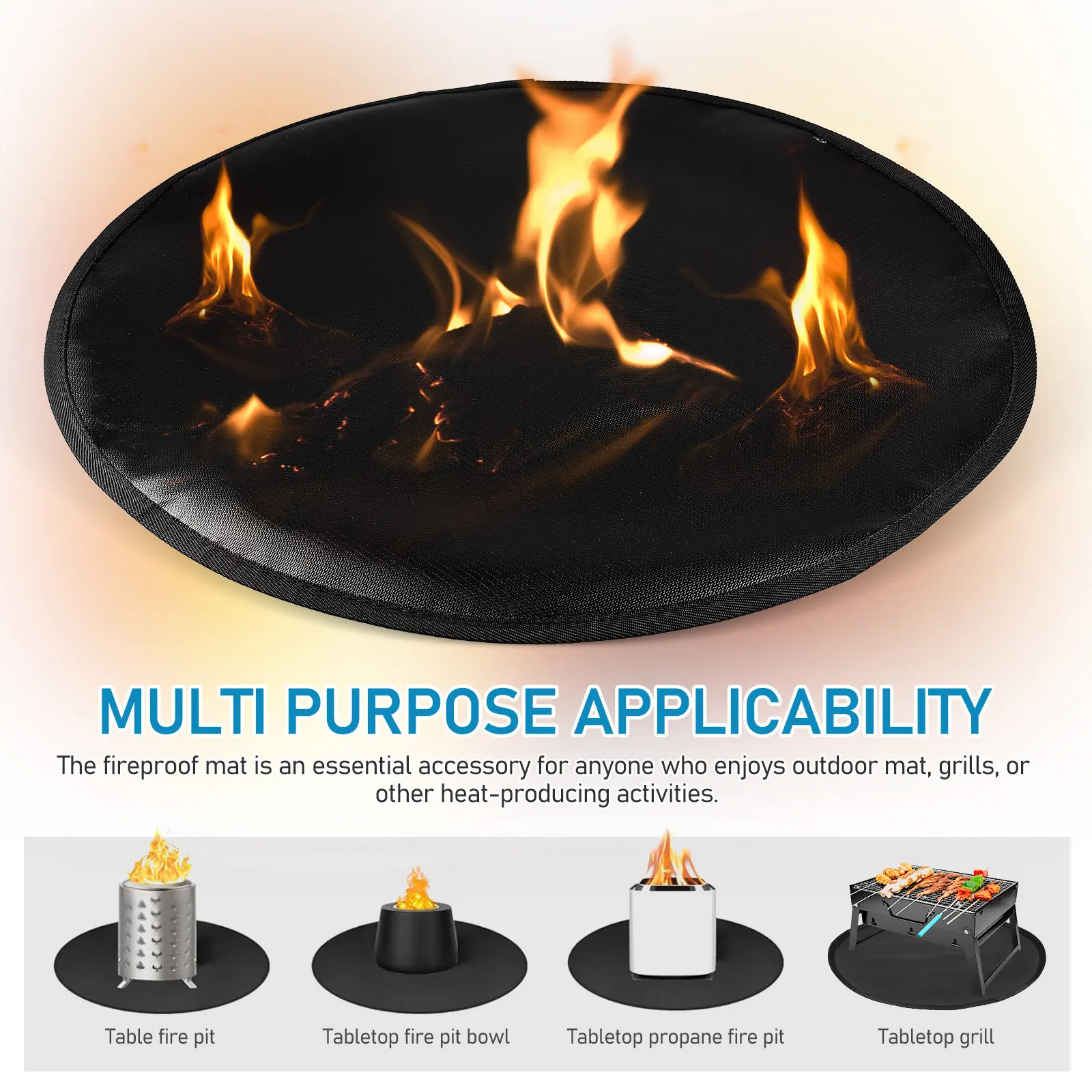 Fire Pit Mat Silicone Fireproof Heat Resistant Protective Outdoor Grill Pad Deck Patio Stove Mat 20 Inch Insulation Grill Pad view 3