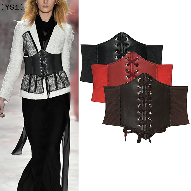 〔YS1〕Belts For Women Waist Corset Wide PU Leather Slimming Body Belts Elastic Waistband Adjustable Dress Girdle