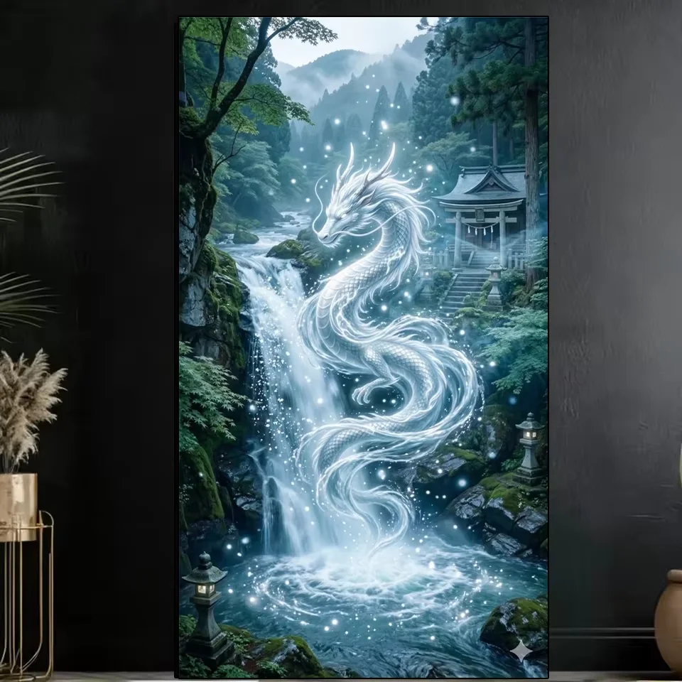 

DIY Diamond Painting White Dragon Landscape Picture Mosaic Full Drills Diamond Embroidery Adult Wall Decoration Gift Handicrafts