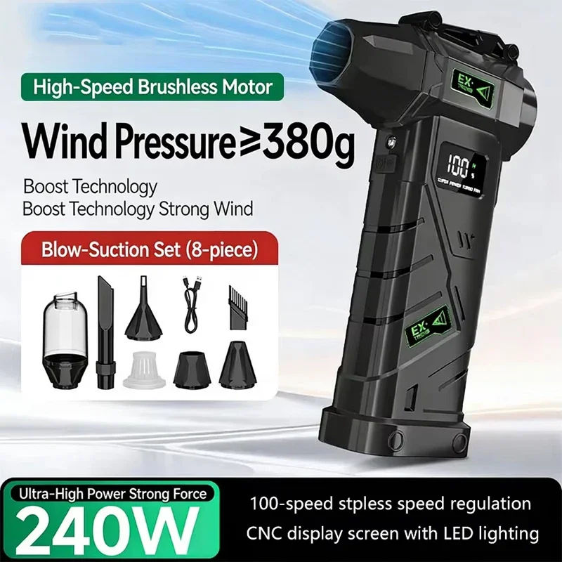 

Powerful Turbo Air Blower 380g Wind Pressure 240W High Power Turbo Fan Portable Vacuum Cleaner Brushless Motor Air Duster