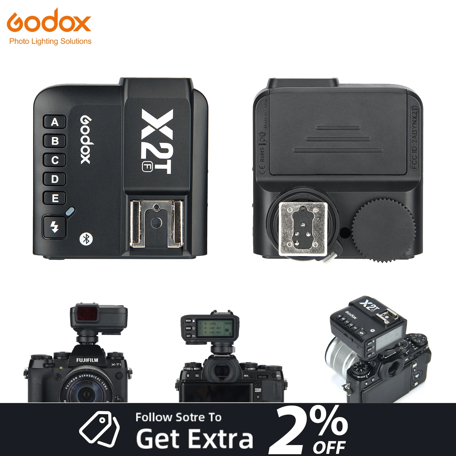 

Godox X2T-N X2T-C X2T-S X2T-F X2T-O X2 TTL 1/8000s HSS Wireless Flash Trigger Transmitter for Nikon Canon Sony Fuji Olympus