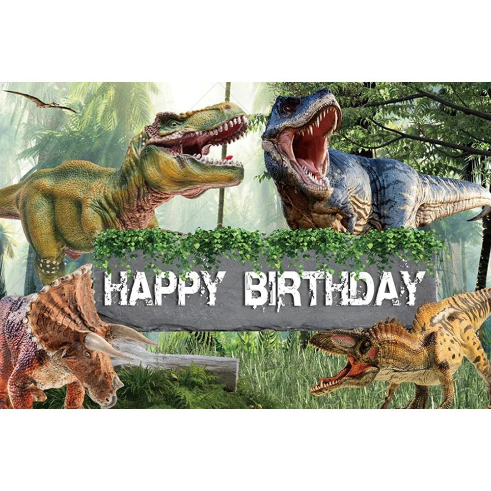 Dinosaur Theme Children\'S Birthday Jurassic Park Photography Background Tropical Jungle Safari Photography Custom Backdrop