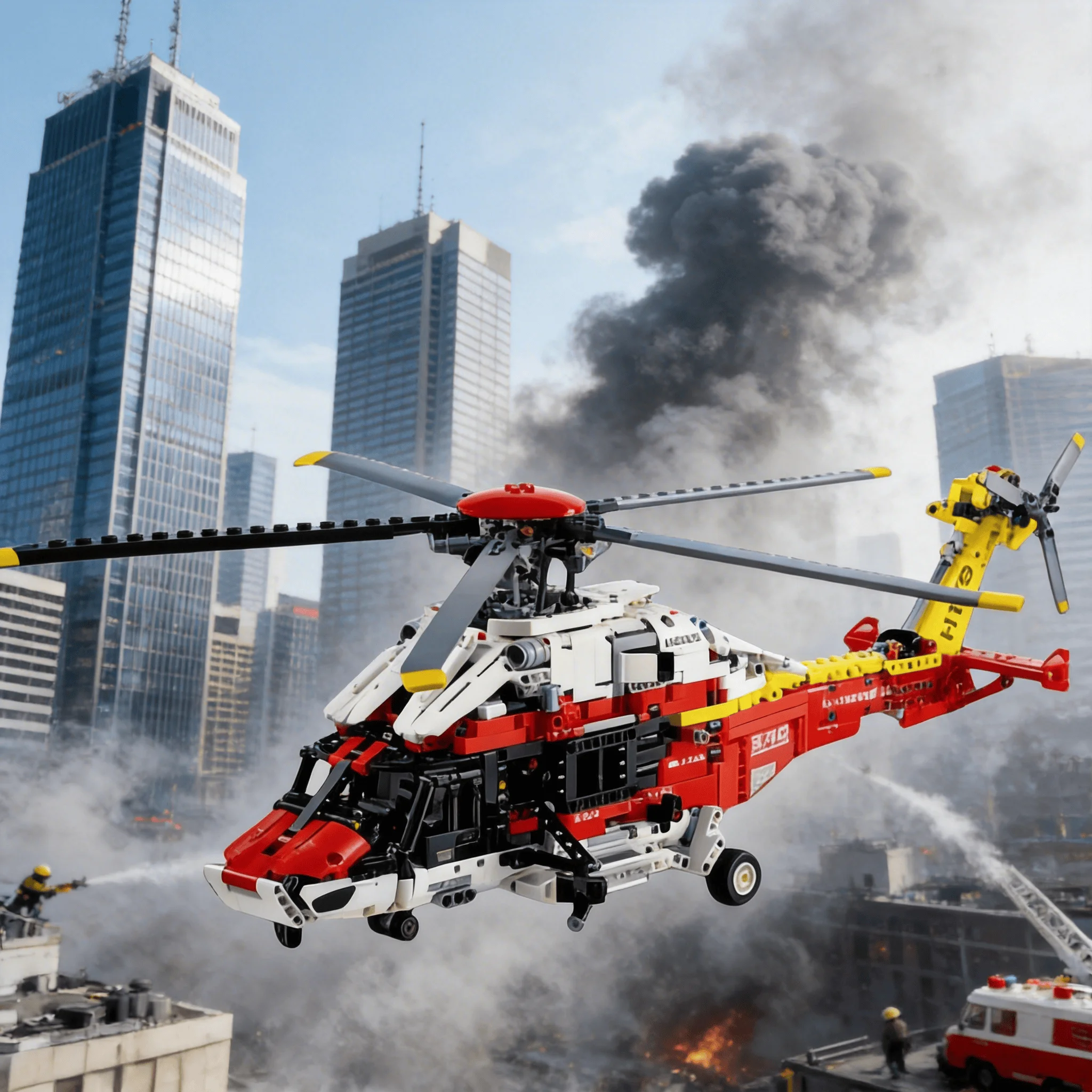 

2001PCS Technical Airbus Rescue Helicopter Educational Model Compatible Building Blocks Spinning Rotors Toys