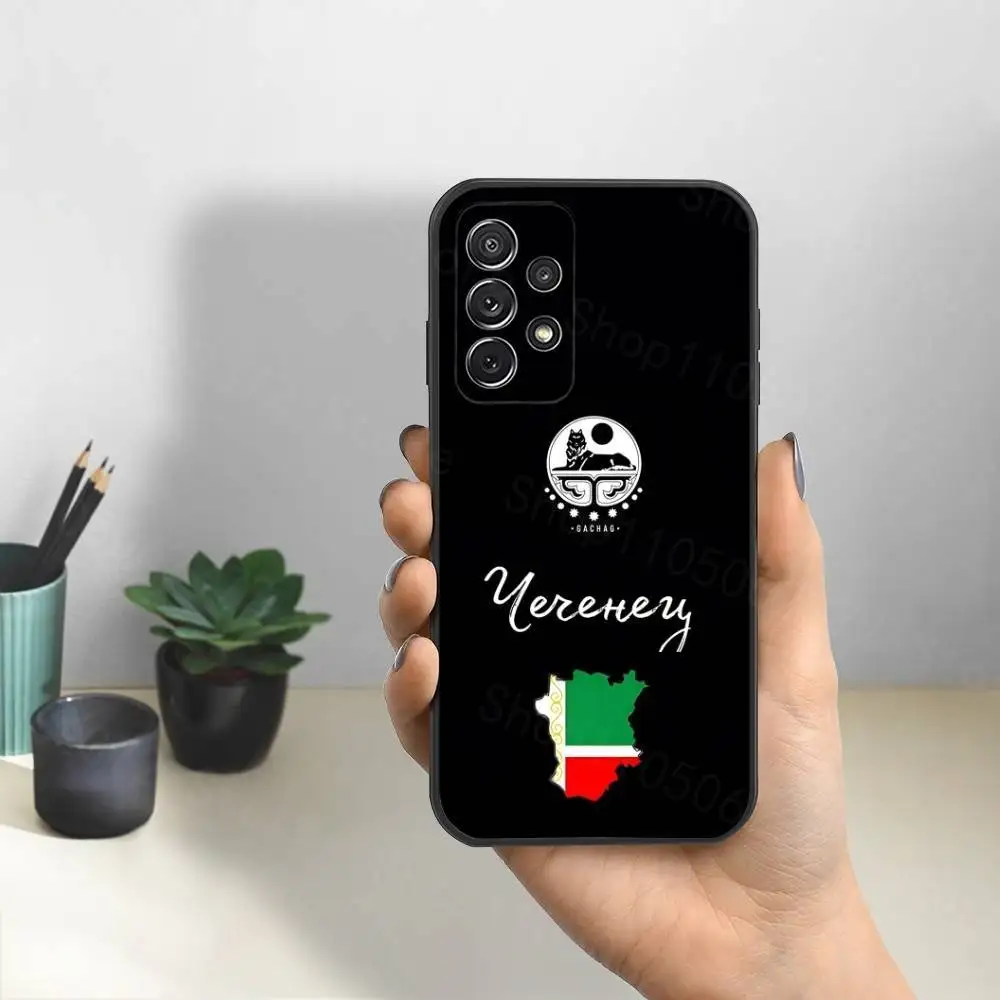 Bandeira arte c-chechen capa de telefone para samsung s25, s24, s23, s22, s21, s20, s10, ultra, plus, lite, fe, capa preta de silicone macio