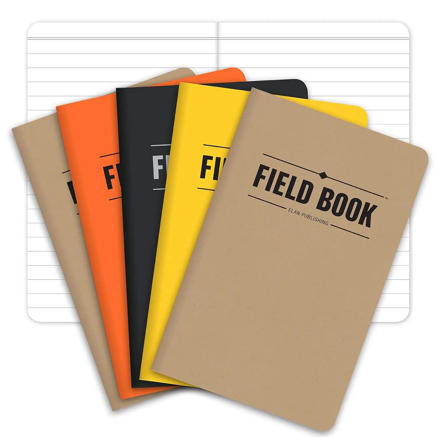 

Field Notebook Pocket Journal 3.5x5.5 Kraft Black Orange Yellow Lined Memo Book Pack of 5