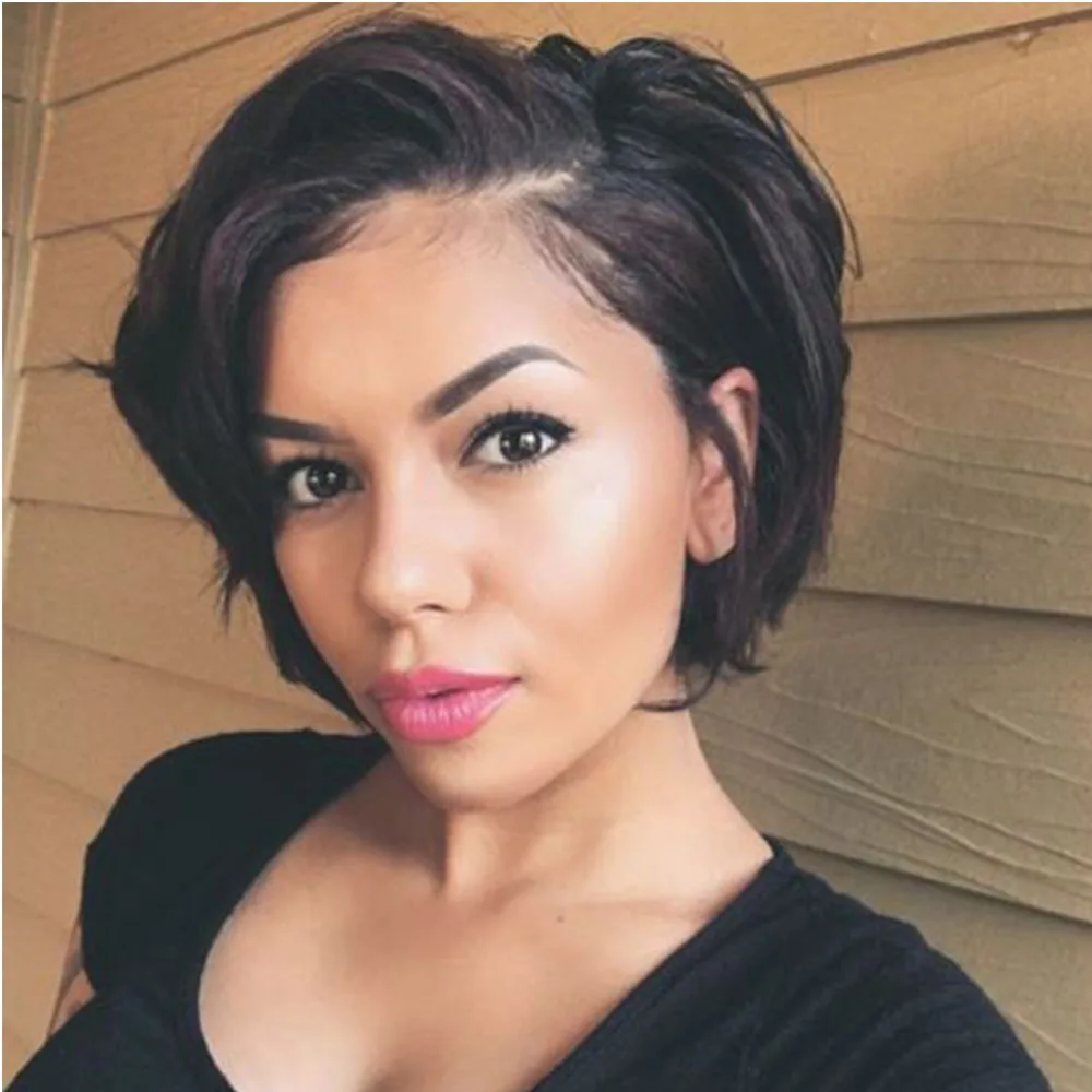 

Straight Pixie Cut Wig 13x4 Highlight Human Hair Bob Wigs Brazilian Lace Front Wig Prepluck Transparent Lace Part Colored Wigs