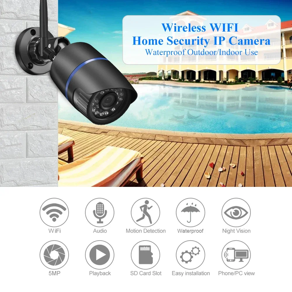 Gadinan WIFI 1080P 2MP Weatherproof IP Camera 2.8mm Wide-angle lens Motion Detection Wireless HD Network Surveillance Recording