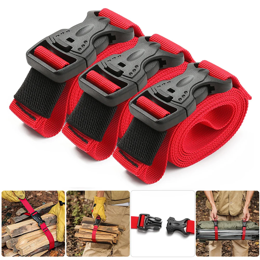 2/3pcs Nylon Cargo Strap Recyclable Tied Luggage Fastener Ropes with Buckle Down Lash Belt Tied Outdoor Travel Camping Tools