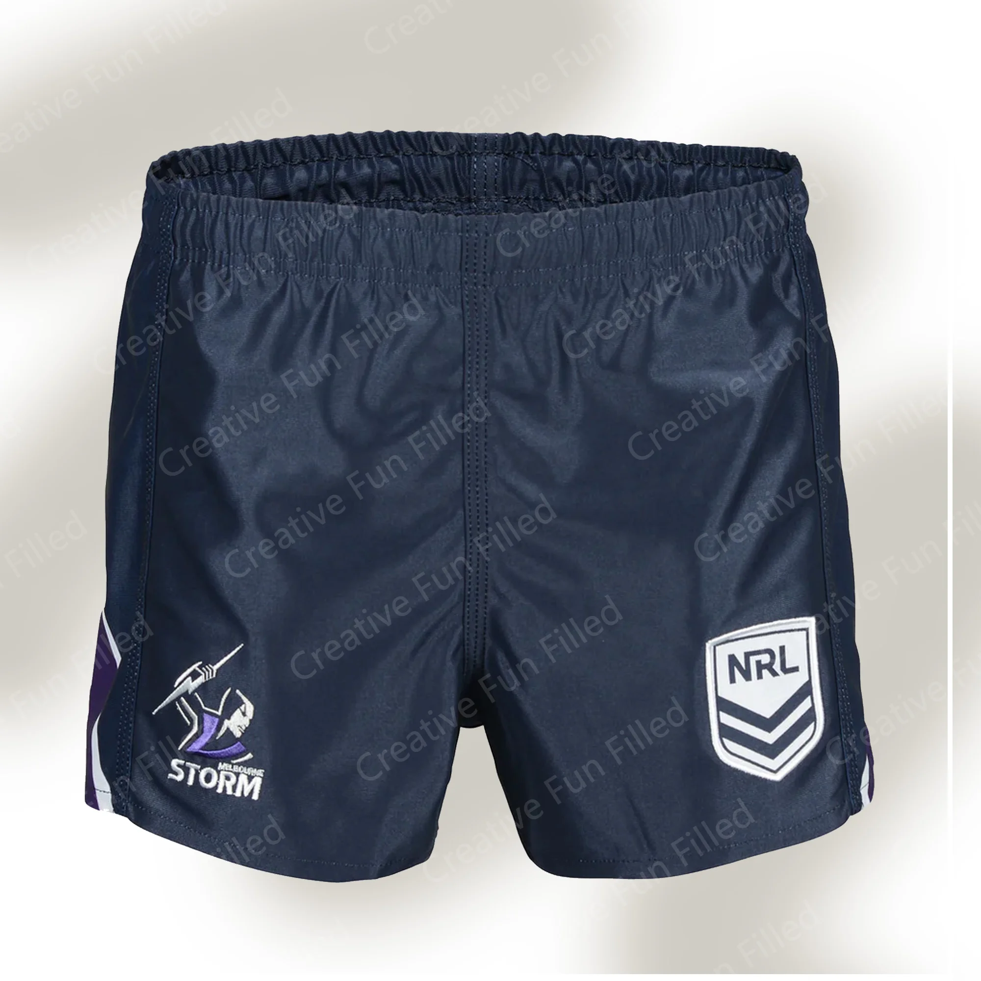 2024 New Arrival Summer NRL Melbourne Storm Home Playing Shorts Oversized Cartoon Tops Kids/Adults Athletic Shorts Jersey