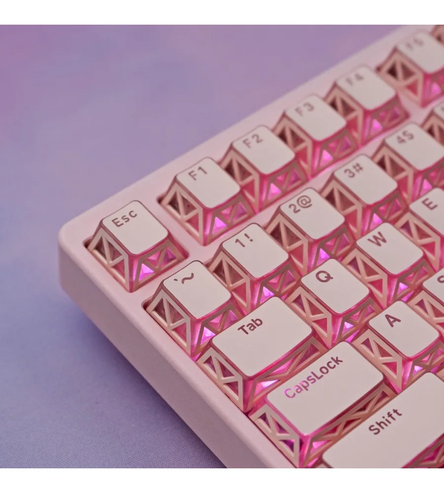 Zhengke custom magnetic switch keyboard PC+PBT two-color original green/white/pink Yuguang keycaps with folded hollow