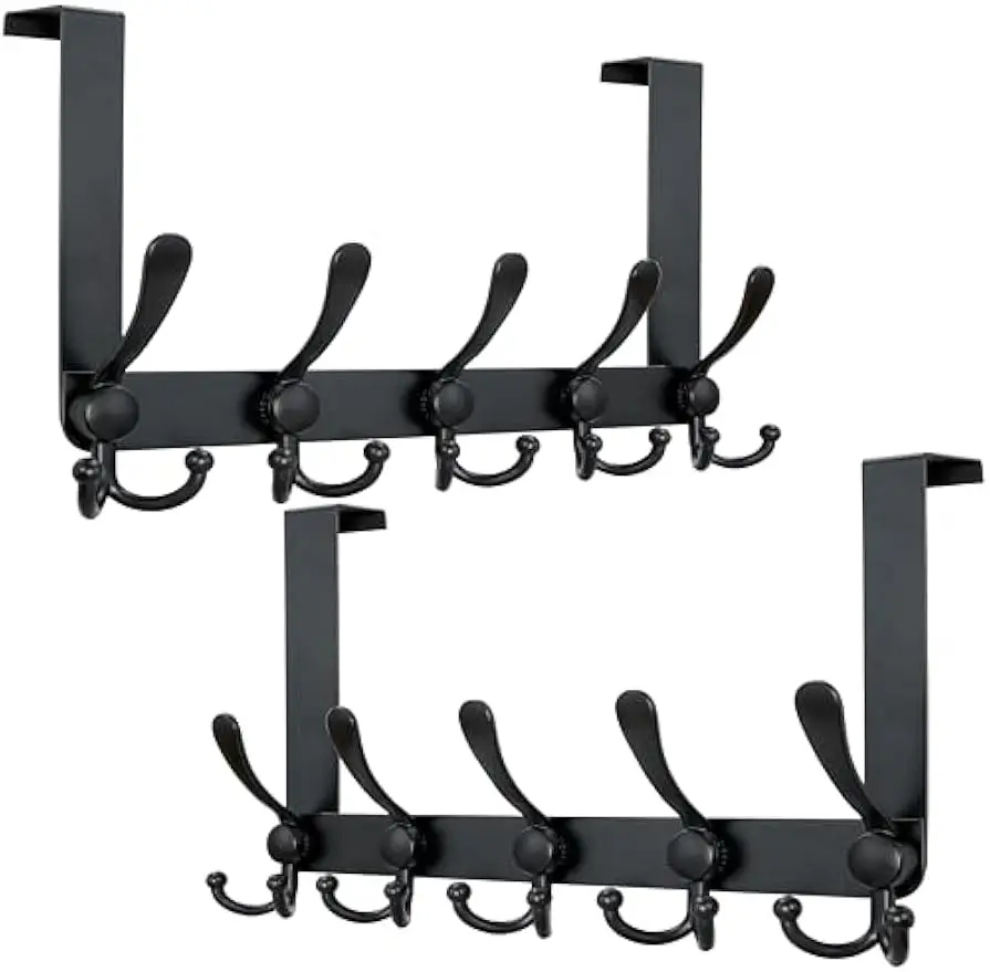 

Модернизированный над дверным крючком — сверхпрочная нержавеющая сталь, 5 крючков, простая сборка, черный, упаковка из 2 шт.