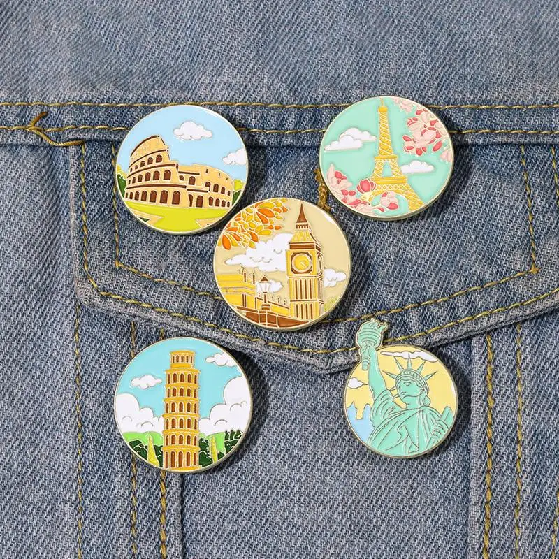 Эмалированные значки-знаки на заказ, броши с изображением Эйфелевой башни в Большом Лондоне, Парижа, значки на лацкан, бижутерия, подарок для детей и друзей