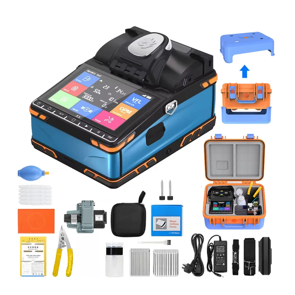 KaiTeng K5 Fiber Optic Fusion Splicer 6 Motors VFL OPM Function Single Fiber Single Mode Fast Splicing 6s