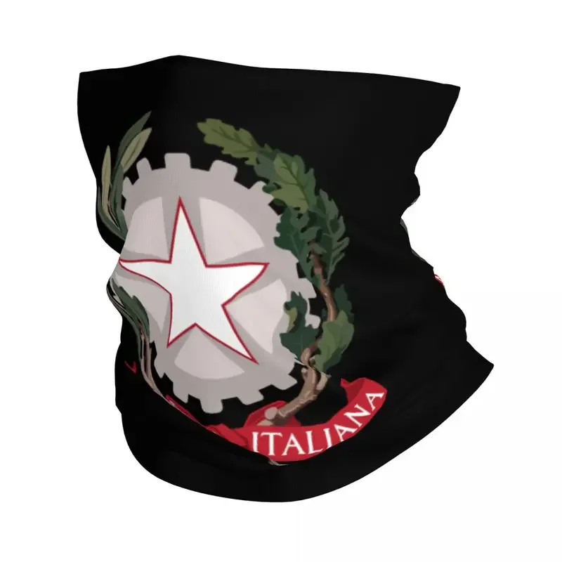 Emblem Of Italy Bandana Neck Gaiter Windproof Face Scarf Cover Men Women Italian Flag Headband Tube Balaclava