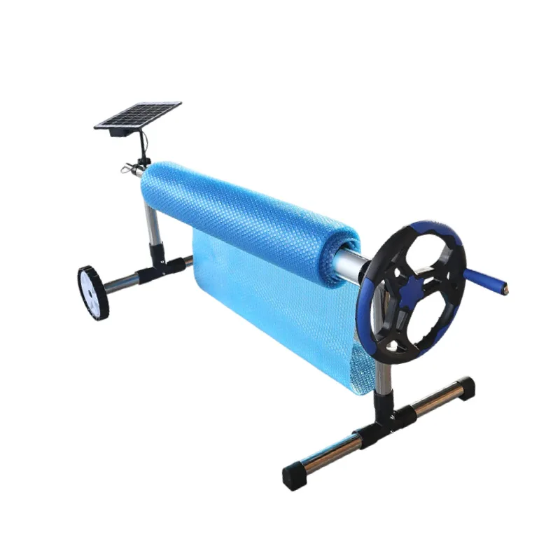 Solar panel reel for ground swimming pools Solar cover reel