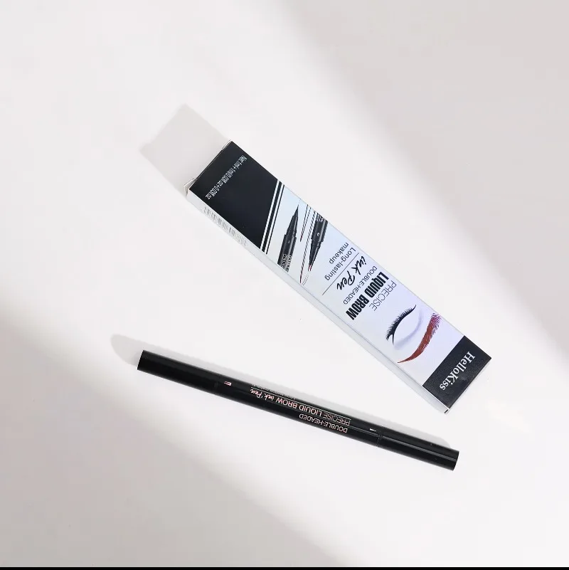Długopis do brwi 2 w 1 z końcówką w kształcie widełek, dwustronny dla naturalnych, wyglądających jak włoski linii, wodoodporny i odporny na pot, długotrwała formuła.