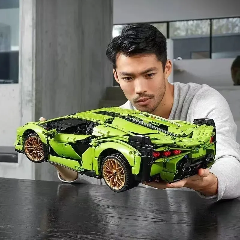 3696 blocks Lamborghini Sian sports car, technical style, surprise gift for kids