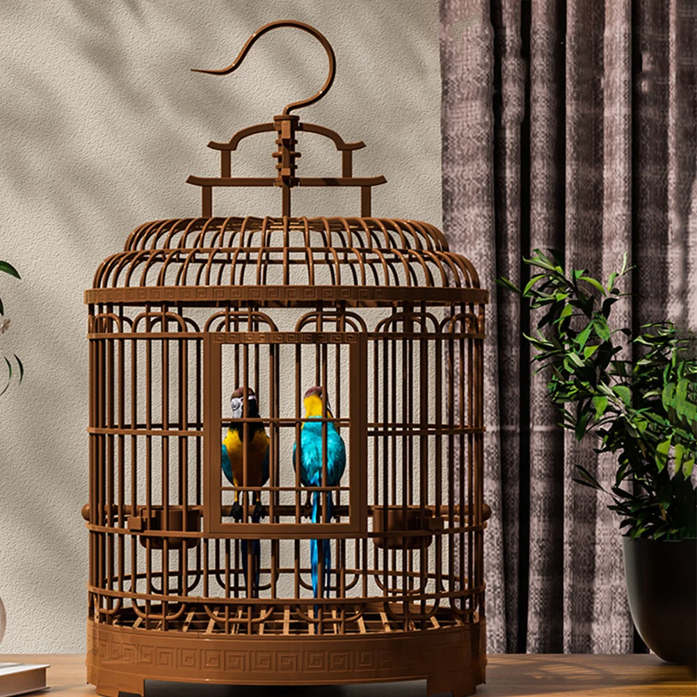 

Spacious Bird Cage Villa Large Retro Plastic Portable Round Travel Cage for Parrot Budgie Cockatiel Outdoor Indoor Use Flight