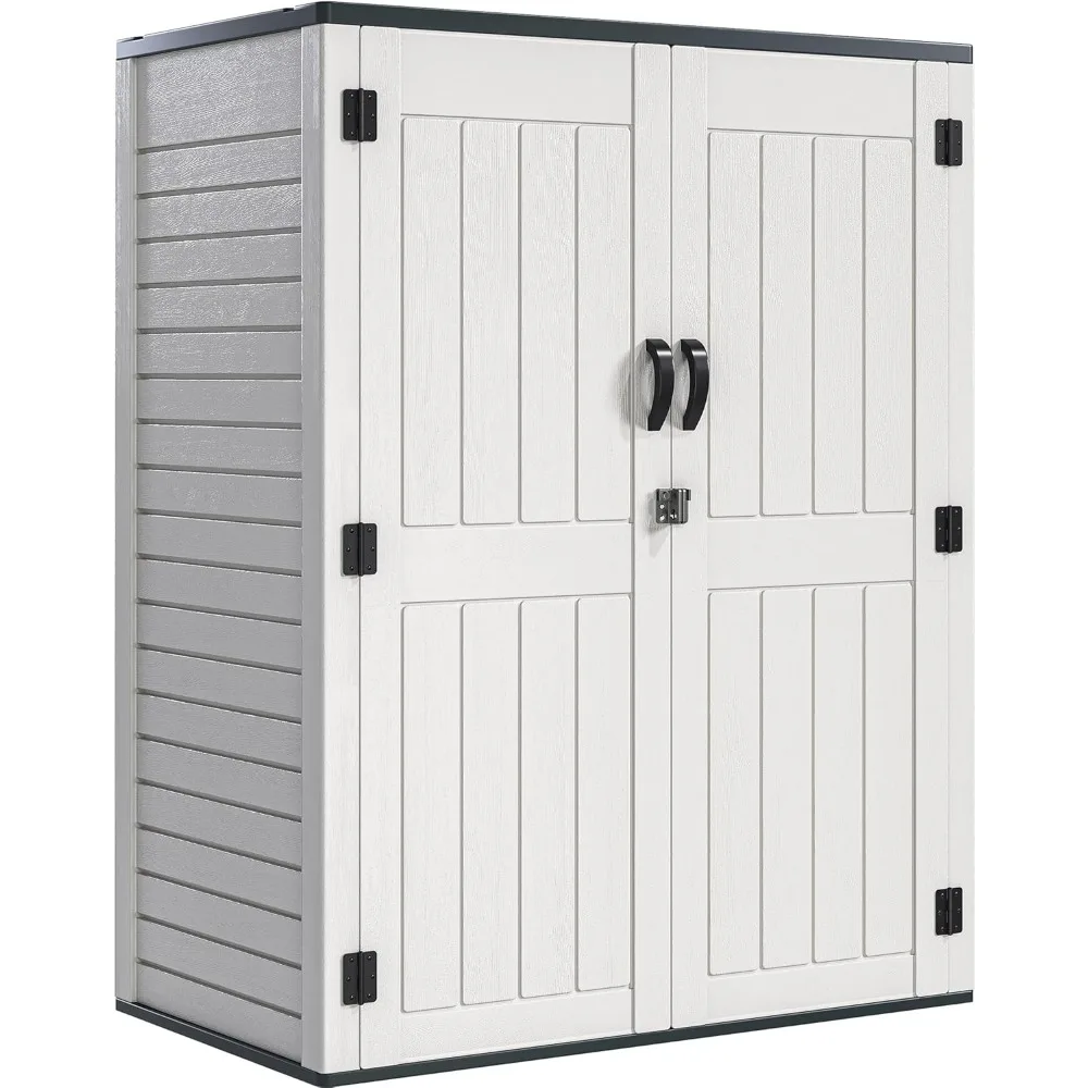 

59 Cuft Outdoor Tall Storage Shed, Waterproof Vertical Resin Shed for Garden, Garage, Patio, Lockable Tool Storage