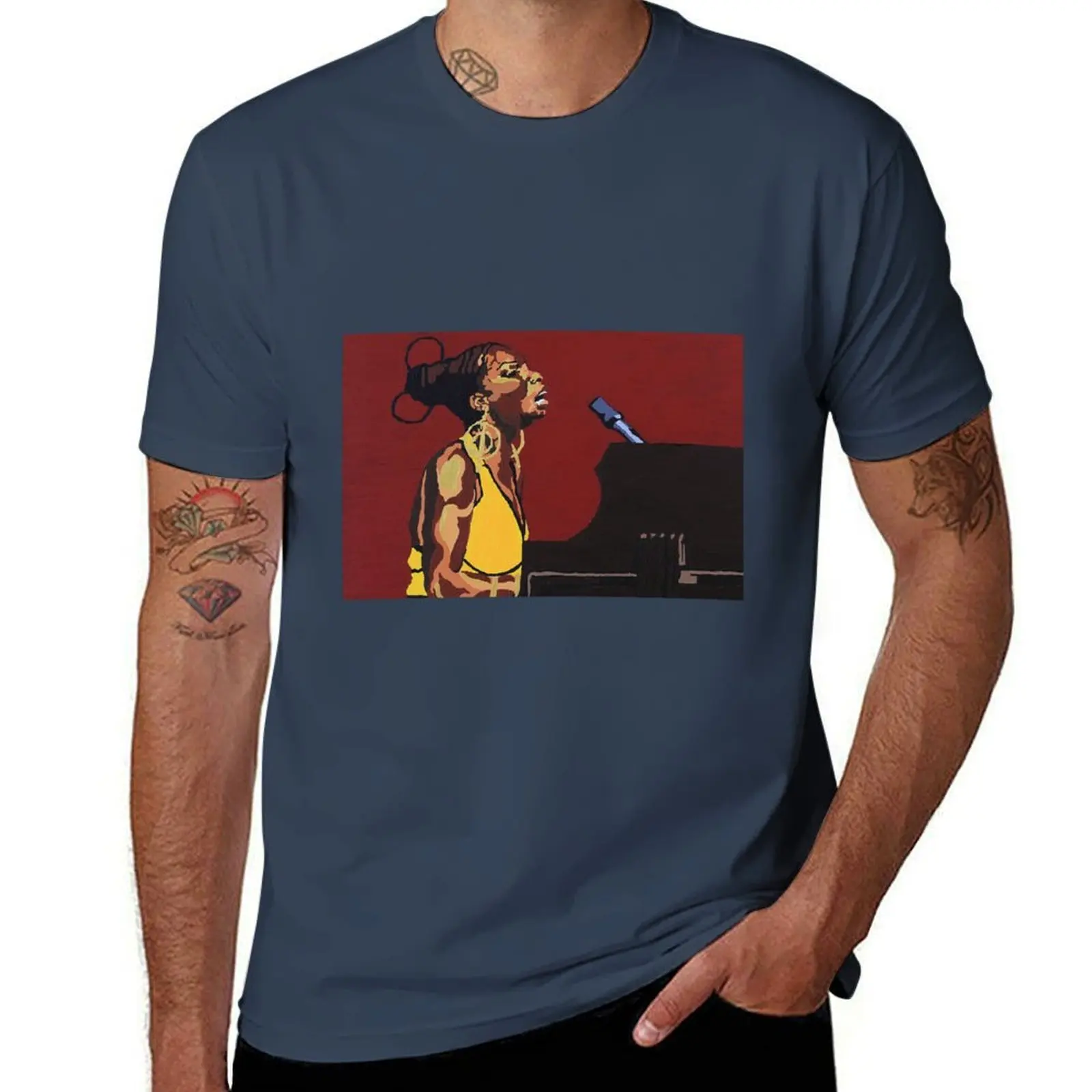 

Nina Simone T-Shirt Casual Breathable Short Sleeve Top