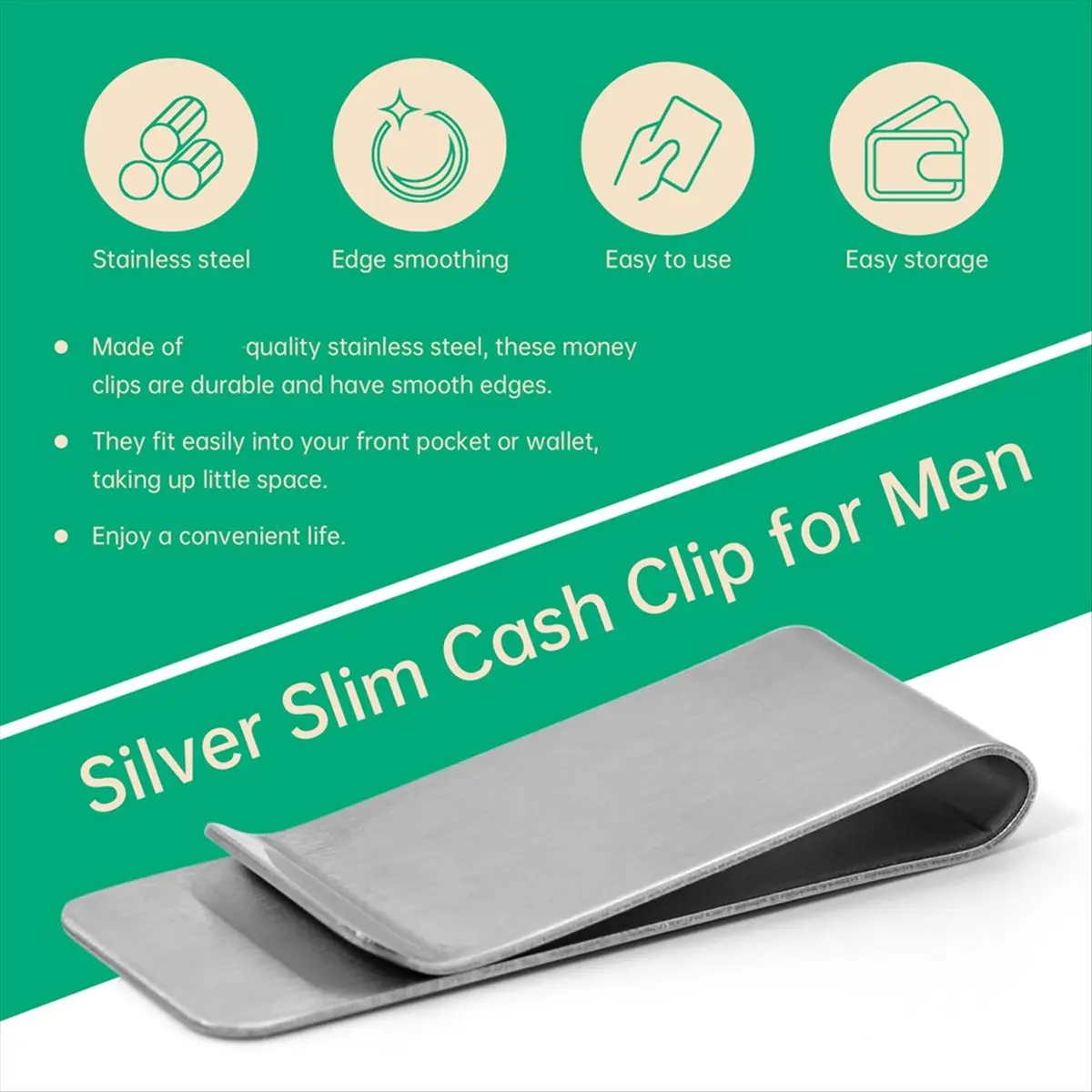 Latest ABBQ-20Pack Stainless Steel Money Clip Silver Slim Cash Clip,Card Holder Metal Money Clips Minimalist Pocket Cash Wallet