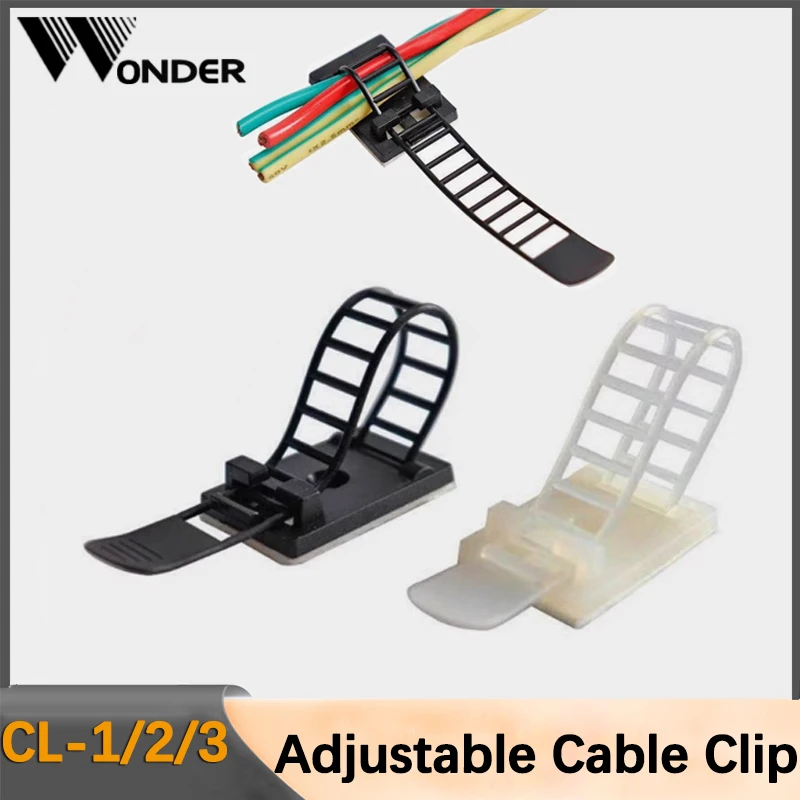 2-50Pcs CL-1 CL-2 CL-3 Adjustable Cable Clips Self Adhesive Cable Organizer Mouse Keyboard Cord Holder White Black