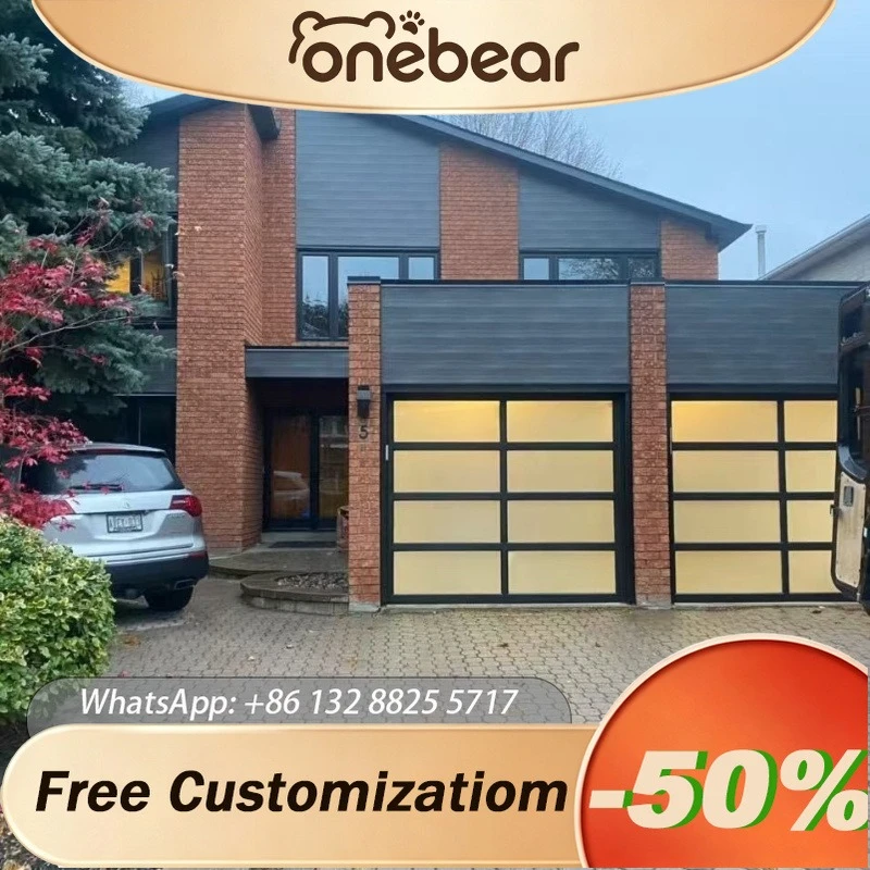 

Any Size Custom Modern Double Layer Aluminum Alloy Electric Garage Door Silent Remote Control Insulated Steel Panel For Villa