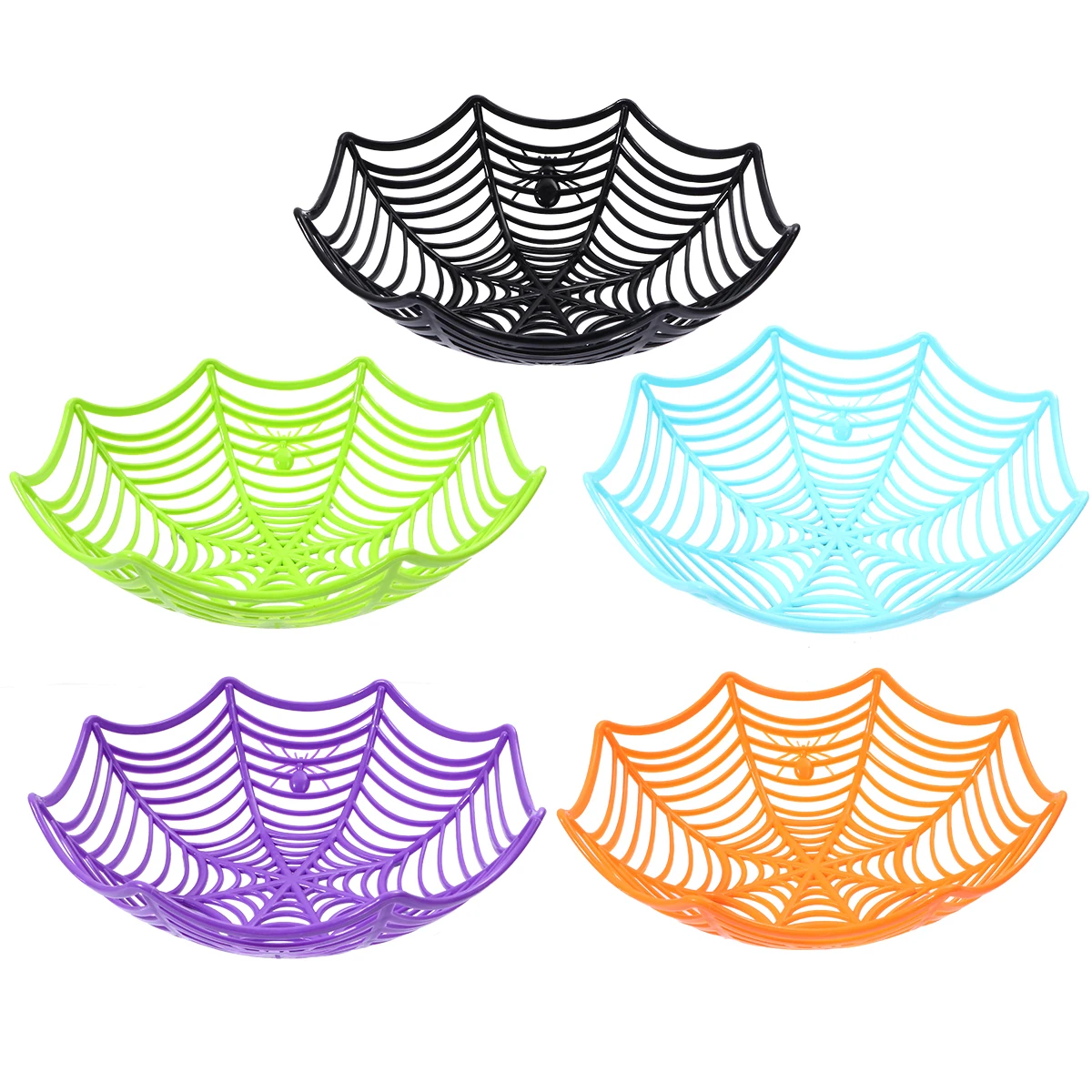 

5Pcs Halloween Fruit Baskets Plastic Spider Shape Candy Snack Plate Candy Storage for Halloween Celebration Fruit Basket