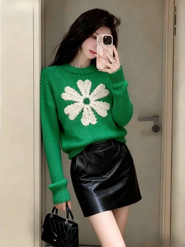 

Потрясающий вязаный свитер-топ для женщин: зимняя модная корейская одежда класса люкс с уникальным дизайном