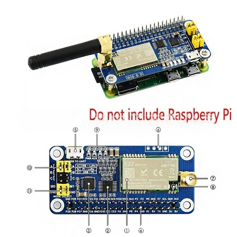 For LoRa Expansion Board SX1262 915MHz RF Wireless Communication Module For Raspberry Pi