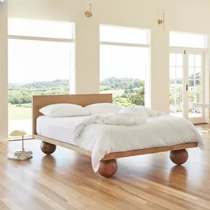 Wisemax-Mobilia Modern Room, Walnussfarbe, fester Holzrahmen, weißer Stoff, Kingsize-Bett 8 Hauptverkäufe Doppelbettstraße - №8