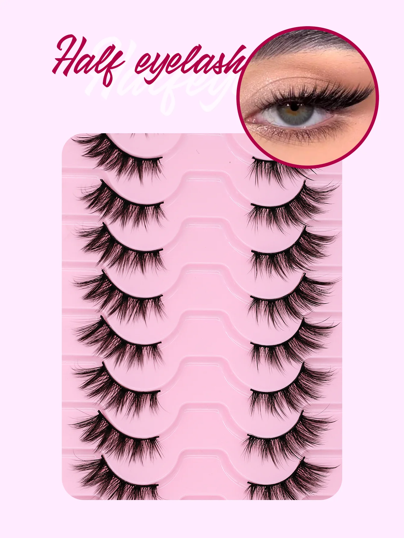 10 Pairs Cat Eye Eyelashes Crossed Half Eye Lash 9-15mm False Eyelashes Fluffy Lashes Winged End Eye Elongated Lashes Foxy Lash