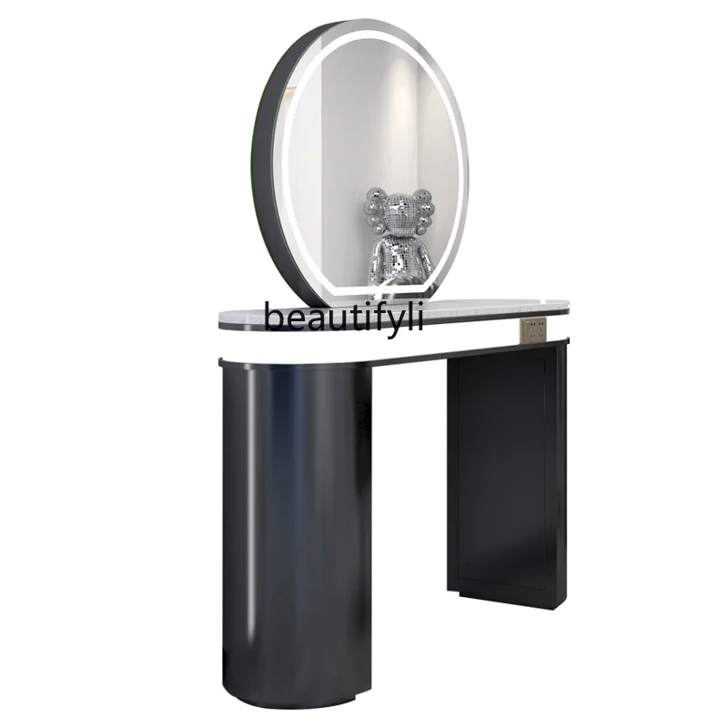 

Simple Hair Salon Dressing Table Hair Salon Marble Haircut Four Sides Double-Sided Single-Sided Mirror Desk