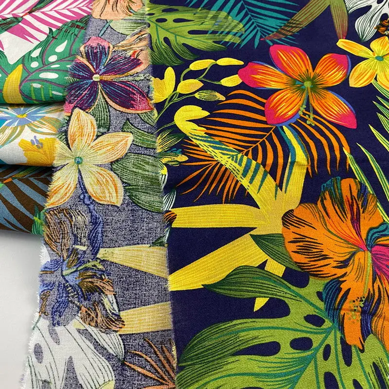 0.5M/1M/5M/10M Cotton poplin printed fabric tropical style DIY hand sewn men\'s beach pants clothing hat dress fabric for Cotton