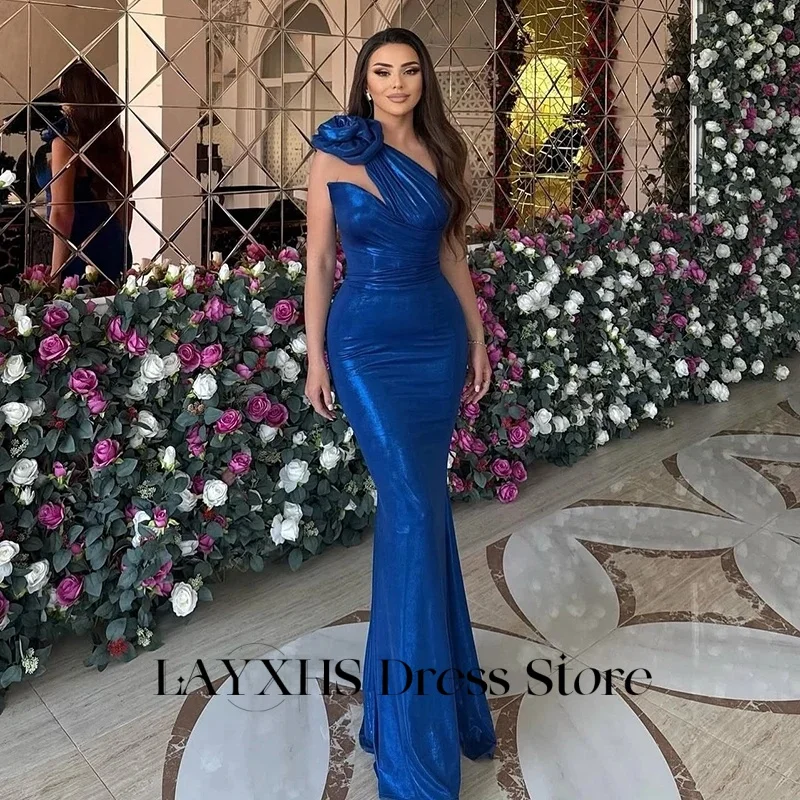 

Customized Sexy One Shoulder Prom Evening Dresses Flower Mermaid Floor-Length Women Formal Prom Dresses فستان سهرة نسائي