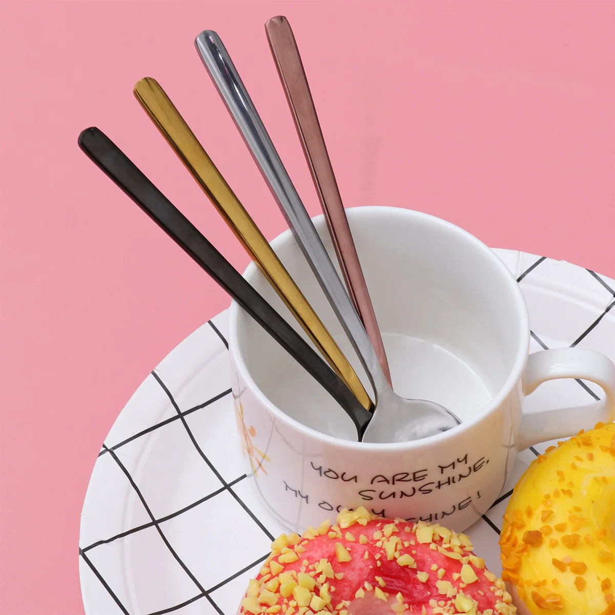 

4Pcs Coffee Spoons Premium 304 Stainless Steel Dessert Stirring Spoons Portable Kitchen Utensils for Home Office and