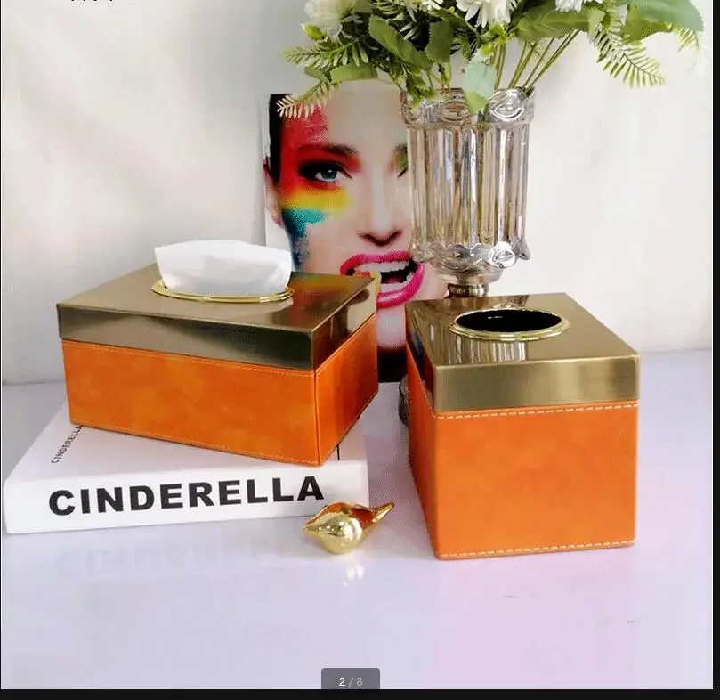 

Iron Leather Tissue Box Napkin Box Paper Boxes Tissue Organizer Tissue Storage Boxes Ornament Napkin Holder Paper Towel Holder