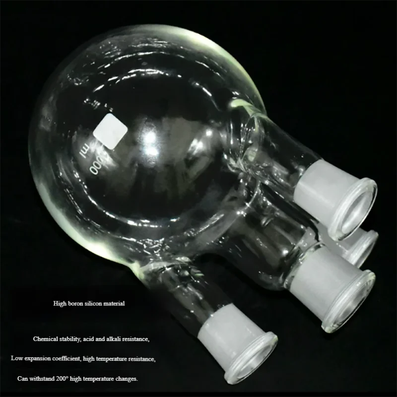 Four-neck round bottom flask 500ml1000ml2000ml standard mouth thickened high temperature resistant glass flask
