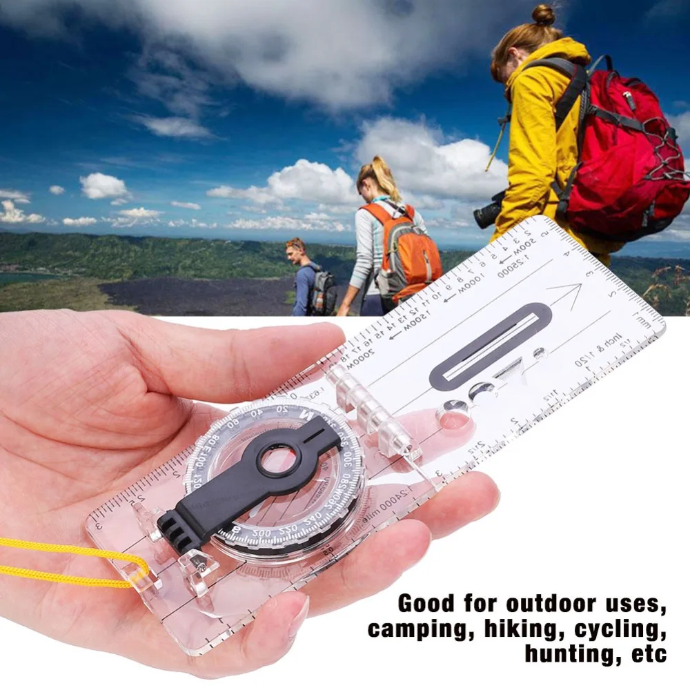 Durable Lightweight Orienteering Compass Transparent Ruler With Neck Strap Mapping Compass Navigation Compass Hiking Navigation