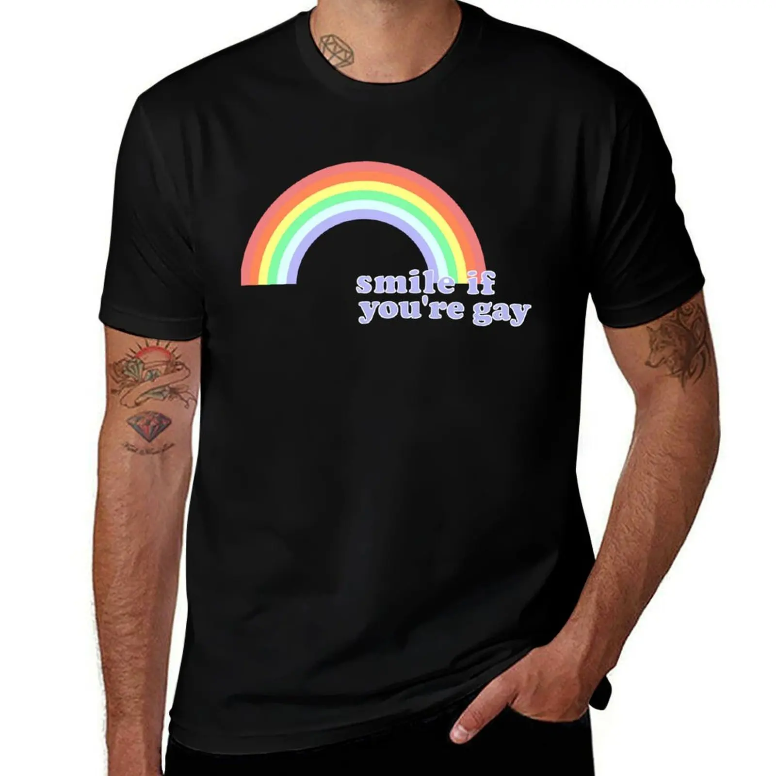 

Smile If You're Gay T-Shirt All Match Basic Short Sleeve Top