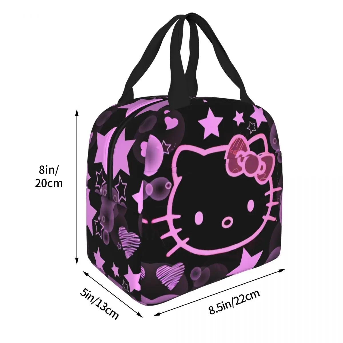 Hello Kitty Punk Style Insulated Lunch Bag Thermal Bag Reusable High Capacity Tote Lunch Box Bento Pouch College Travel