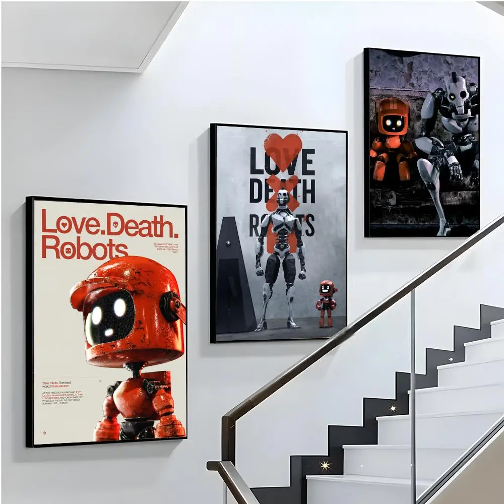18+ كارتون L-Love Death RobotsS ملصق لغرفة المعيشة وغرفة النوم والبار جدار الفن يطبع ورقة ملصق الديكور الهدايا