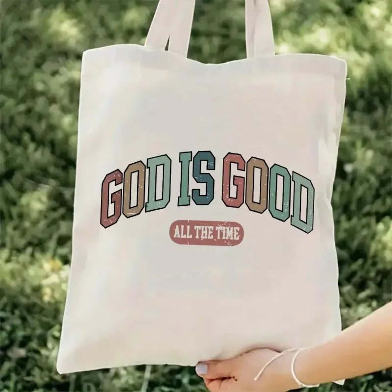 

Shoulder Handbags for Women God Is Good All The Time Canvas Tote Bag Large Durable Shopping and Cosmetic Carriers Eco-Friendly
