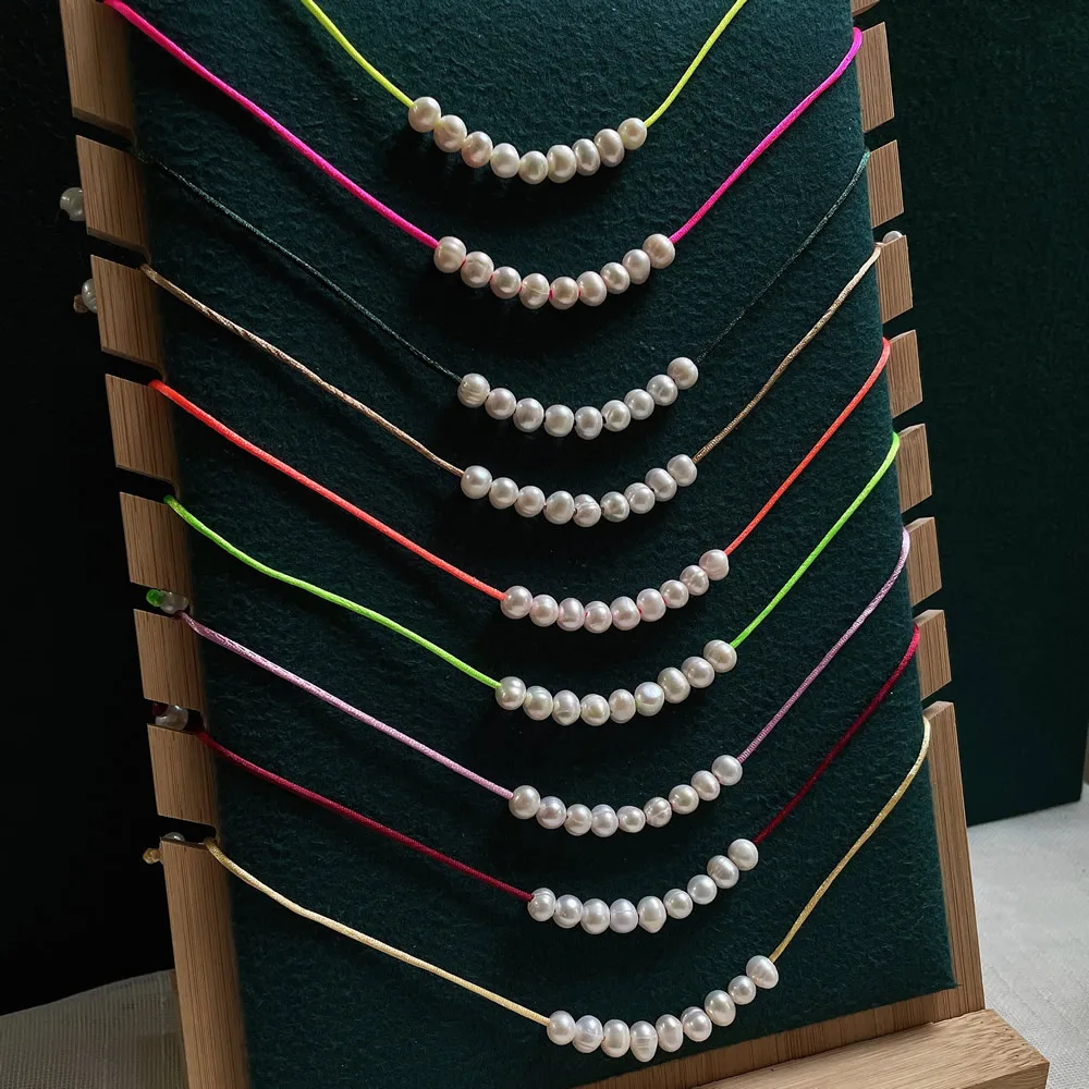 Real Natural Freshwater Pearl Necklace for Women Girls Small Potao Pearl Charm Smile Pendulum Choker Collar Wedding Jewelry Boho