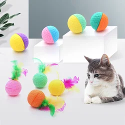 Pelota de espuma de látex para gatos, juguete de dos colores para masticar, atrapar, entrenamiento interactivo, suministros para mascotas